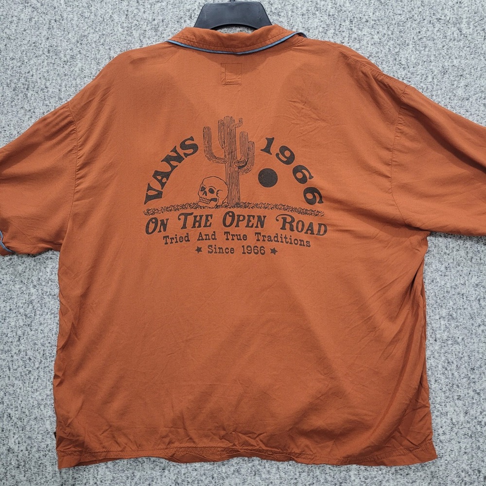 Vans Dusk Downer Women's Large Brown Western Skull Cactus Button Up Shirt
